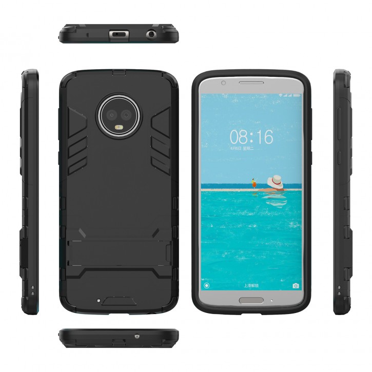 COOVY® Cover für Motorola Moto G6 plus Bumper Case, Doppelschicht aus Plastik + TPU-Silikon, extra stark, Anti-Shock Hülle, Standfunktion | 