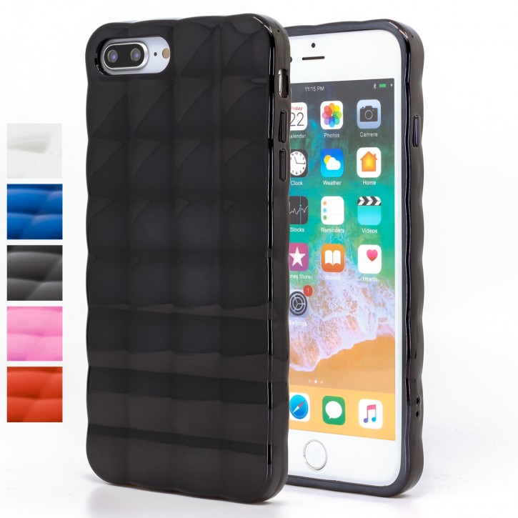 COOVY® Cover für Apple iPhone 7 + plus / 8 + plus leichtes TPU Silikon Bumper Case, Hülle, Slim, im Luftkissen-Design mit Chrom-Effekt | 