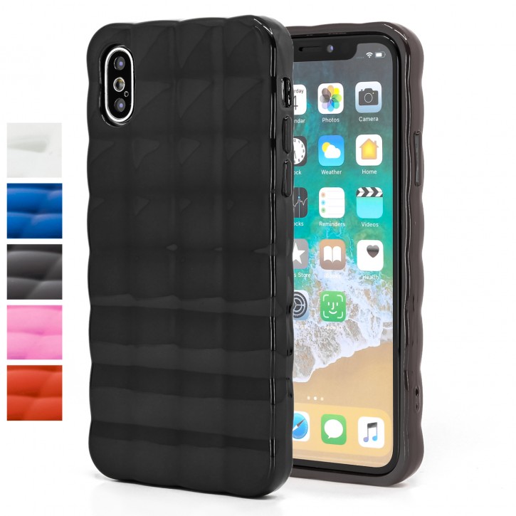 COOVY® Cover für Apple iPhone X / Xs leichtes TPU Silikon Bumper Case, Hülle, Slim, im Luftkissen-Design mit Chrom-Effekt | 