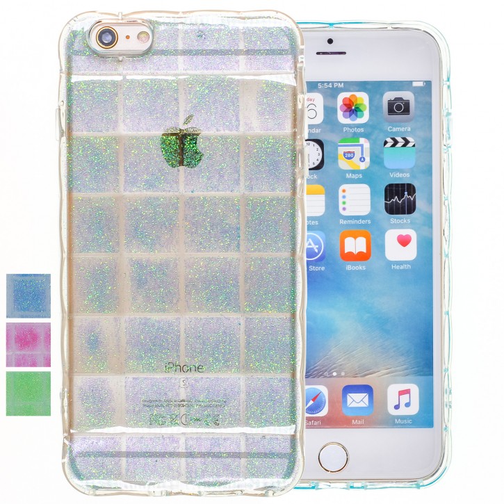 COOVY® Cover für Apple iPhone 6 + plus leichtes TPU Silikon Bumper Case, Hülle, Slim, im Luftkissen Design mit Glitzer Regenbogen-Effekt | 