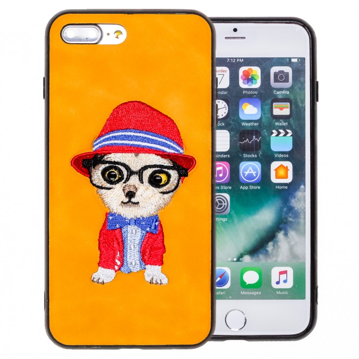 COOVY® Cover für Apple iPhone 7 + plus / 8 + plus leichtes TPU Bumper Case/Hülle mit hochwertig gestickten süßen Tiermotiv mit 3D Augen Effekt | 