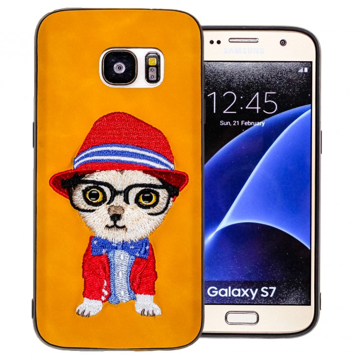 COOVY® Cover für Samsung Galaxy S7 SM-G930F SM-G930 leichtes TPU Bumper Case/Hülle mit hochwertig gestickten süßen Tiermotiv mit 3D Augen Effekt | 