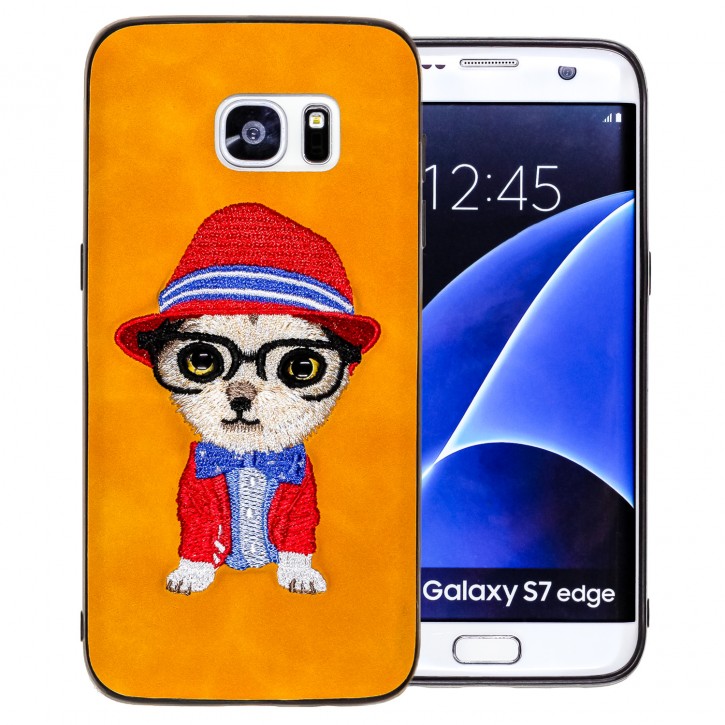 COOVY® Cover für Samsung Galaxy S7 EDGE SM-G935F SM-G935 leichtes TPU Bumper Case/Hülle mit hochwertig gestickten süßen Tiermotiv mit 3D Augen Effekt | 