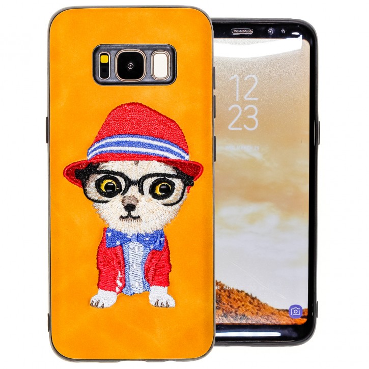 COOVY® Cover für Samsung Galaxy S8 SM-G950F / SM-G950FD leichtes TPU Bumper Case/Hülle mit hochwertig gestickten süßen Tiermotiv mit 3D Augen Effekt | 