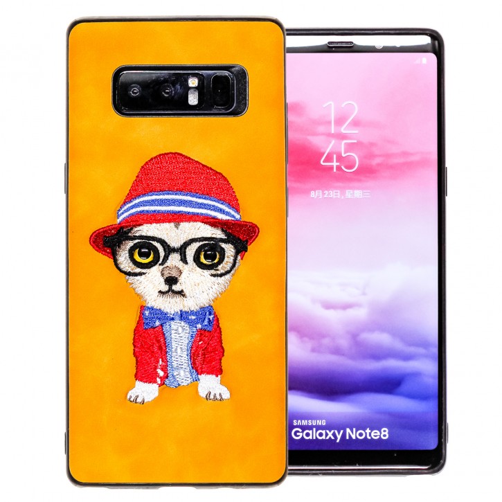 COOVY® Cover für Samsung Galaxy Note 8 SM-N950 / SM-N950F / SM-N950FD leichtes TPU Bumper Case/Hülle mit hochwertig gestickten süßen Tiermotiv mit 3D Augen Effekt | 