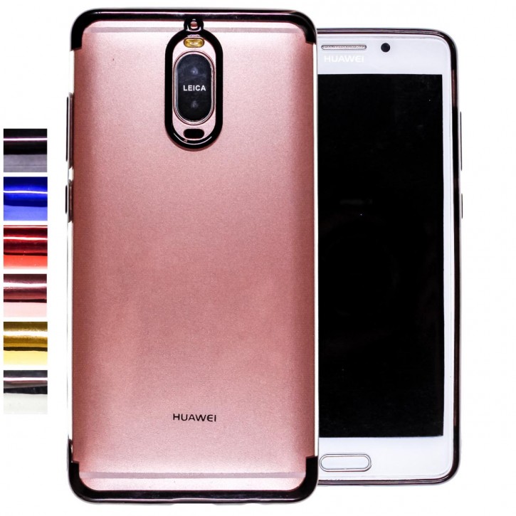 COOVY® Cover für Huawei Mate 9 pro leichtes, ultradünnes TPU Silikon Bumper Case, transparente Hülle, Chrom Rahmen | 