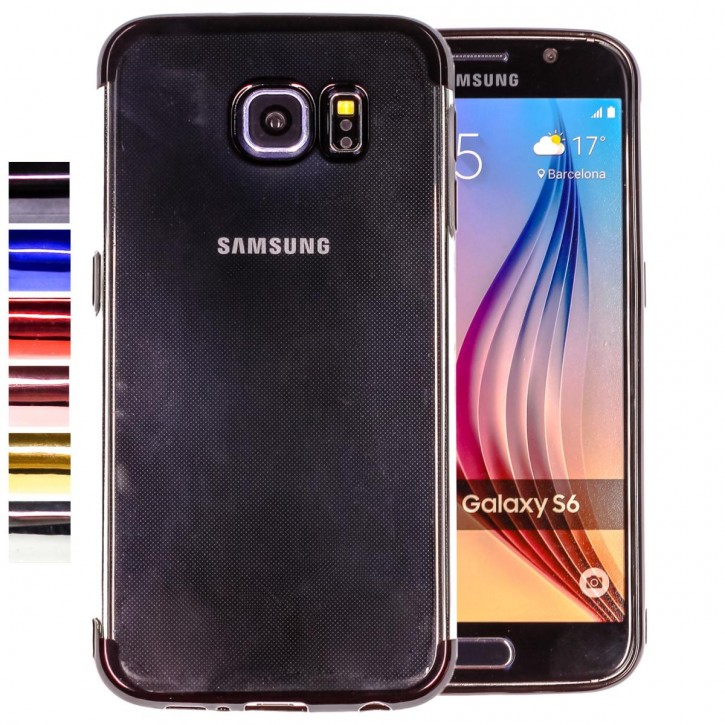 COOVY® Cover für Samsung Galaxy S6 SM-G920F SM-G920 leichtes, ultradünnes TPU Silikon Bumper Case, transparente Hülle, Chrom Rahmen | 