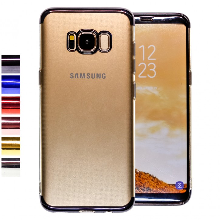 COOVY® Cover für Samsung Galaxy S8 SM-G950F / SM-G950FD leichtes, ultradünnes TPU Silikon Bumper Case, transparente Hülle, Chrom Rahmen | 
