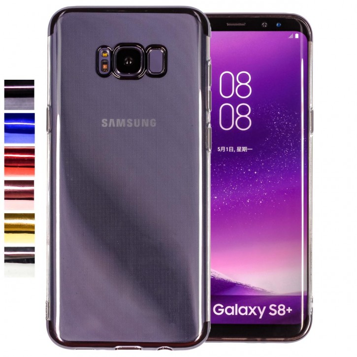 COOVY® Cover für Samsung Galaxy S8 + plus SM-G955F / SM-G955FD leichtes, ultradünnes TPU Silikon Bumper Case, transparente Hülle, Chrom Rahmen | 