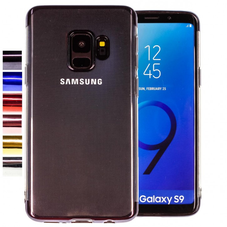 COOVY® Cover für Samsung Galaxy S9 SM-G960F / SM-G960F/DS leichtes, ultradünnes TPU Silikon Bumper Case, transparente Hülle, Chrom Rahmen | 