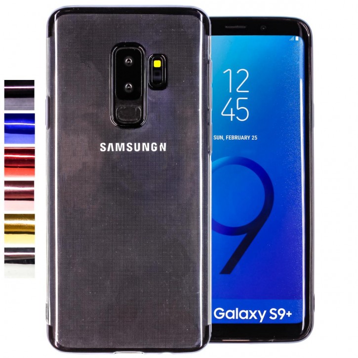 COOVY® Cover für Samsung Galaxy S9 + plus SM-G965F / SM-G965F/DS leichtes, ultradünnes TPU Silikon Bumper Case, transparente Hülle, Chrom Rahmen | 