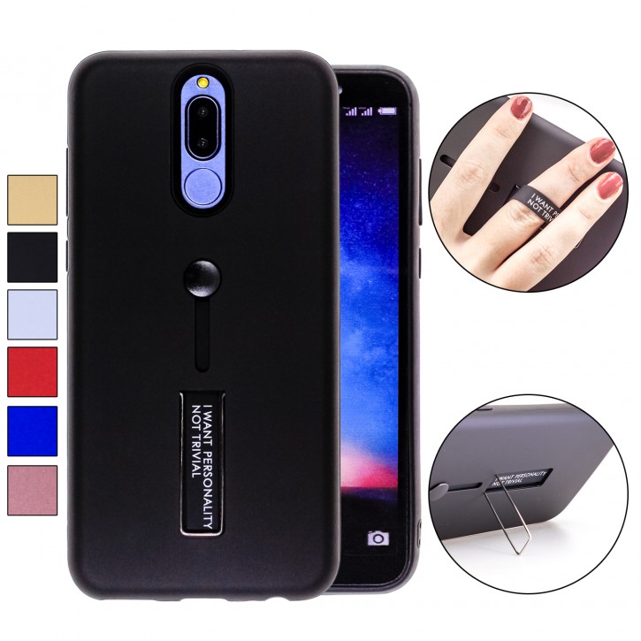 COOVY® Cover für Huawei Mate 10 lite / NOVA 2i Bumper Case, Hülle, Doppelschicht aus Plastik + TPU-Silikon mit Halteschlaufe, Standfunktion | 