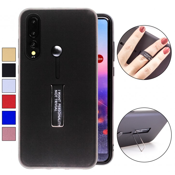 COOVY® Cover für Huawei P20 pro Bumper Case, Hülle, Doppelschicht aus Plastik + TPU-Silikon mit Halteschlaufe, Standfunktion | 