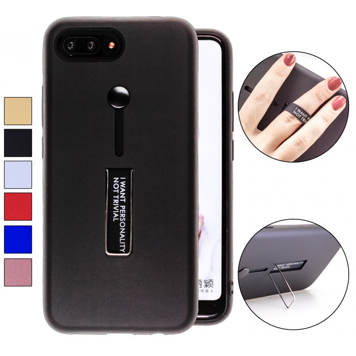 COOVY® Cover für Huawei Honor 10 Bumper Case, Hülle, Doppelschicht aus Plastik + TPU-Silikon mit Halteschlaufe, Standfunktion | 