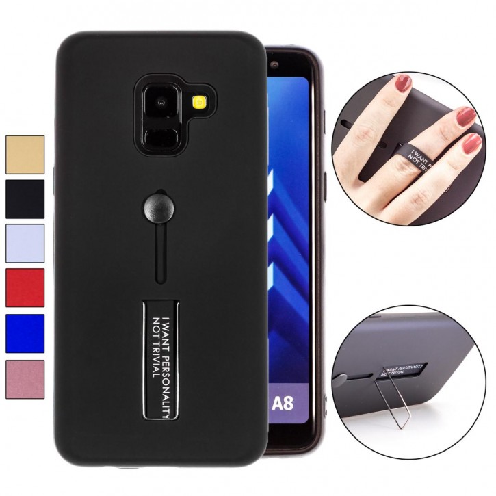 COOVY® Cover für Samsung Galaxy A8 SM-A530 / SM-A530N / SM-A530F/DS (Model 2018) Bumper Case, Hülle, Doppelschicht aus Plastik + TPU-Silikon mit Halteschlaufe, Standfunktion | 