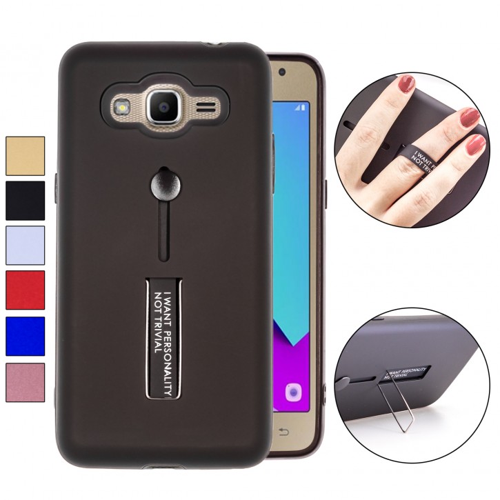 COOVY® Cover für Samsung Galaxy J2 prime SM-G532G / SM-G532M / SM-G532F/DS Bumper Case, Hülle, Doppelschicht aus Plastik + TPU-Silikon mit Halteschlaufe, Standfunktion | 