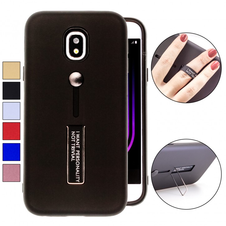 COOVY® Cover für Samsung Galaxy J3 SM-J330G / SM-J330F/DS (Model 2017) / J3 pro Bumper Case, Hülle, Doppelschicht aus Plastik + TPU-Silikon mit Halteschlaufe, Standfunktion | 