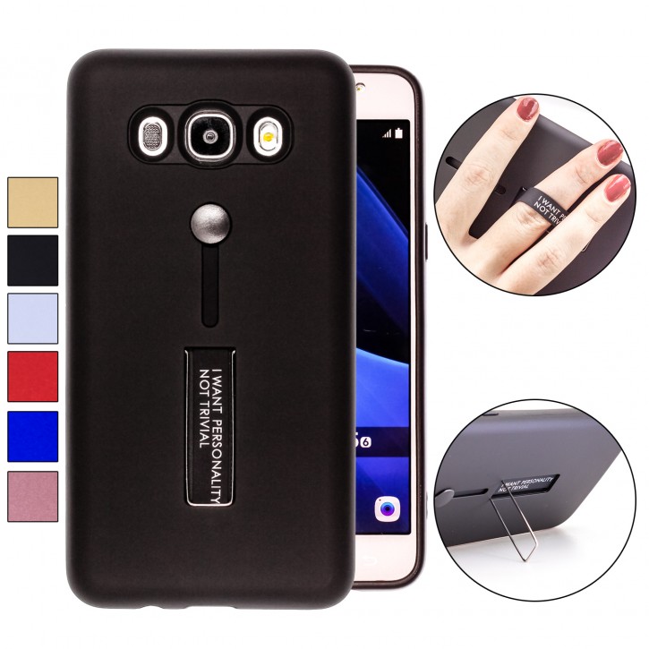 COOVY® Cover für Samsung Galaxy J5 SM-J510 SM-J510F/DS (Model 2016) Bumper Case, Hülle, Doppelschicht aus Plastik + TPU-Silikon mit Halteschlaufe, Standfunktion | 