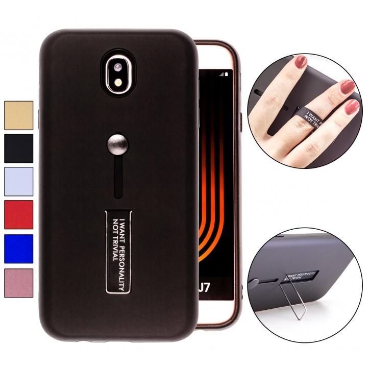 COOVY® Cover für Samsung Galaxy J7 SM-J730GM / SM-J730F/DS (Model 2017) / J7 pro  Bumper Case, Hülle, Doppelschicht aus Plastik + TPU-Silikon mit Halteschlaufe, Standfunktion | 