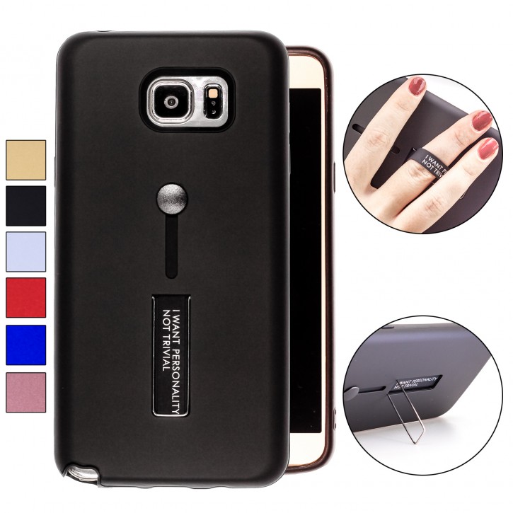 COOVY® Cover für Samsung Galaxy Note 5 SM-N920 / SM-920F Bumper Case, Hülle, Doppelschicht aus Plastik + TPU-Silikon mit Halteschlaufe, Standfunktion | 