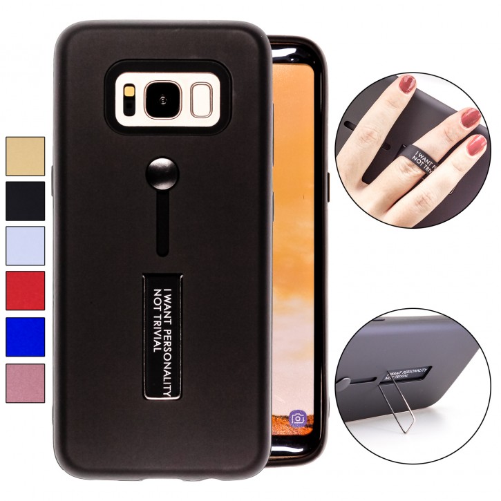 COOVY® Cover für Samsung Galaxy S8 SM-G950F / SM-G950FD Bumper Case, Hülle, Doppelschicht aus Plastik + TPU-Silikon mit Halteschlaufe, Standfunktion | 