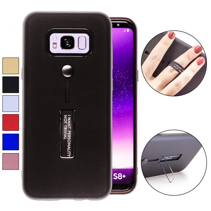 COOVY® Cover für Samsung Galaxy S8 + plus SM-G955F / SM-G955FD Bumper Case, Hülle, Doppelschicht aus Plastik + TPU-Silikon mit Halteschlaufe, Standfunktion | 