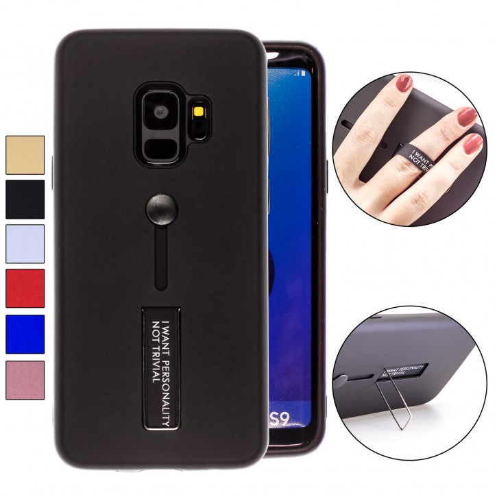 COOVY® Cover für Samsung Galaxy S9 SM-G960F / SM-G960F/DS Bumper Case, Hülle, Doppelschicht aus Plastik + TPU-Silikon mit Halteschlaufe, Standfunktion | 