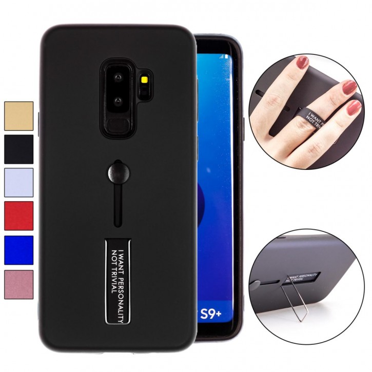 COOVY® Cover für Samsung Galaxy S9 + plus SM-G965F / SM-G965F/DS Bumper Case, Hülle, Doppelschicht aus Plastik + TPU-Silikon mit Halteschlaufe, Standfunktion | 