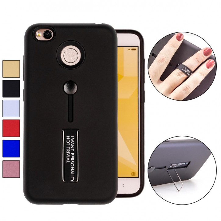 COOVY® Cover für Xiaomi Redmi 4 / 4X Bumper Case, Hülle, Doppelschicht aus Plastik + TPU-Silikon mit Halteschlaufe, Standfunktion | 
