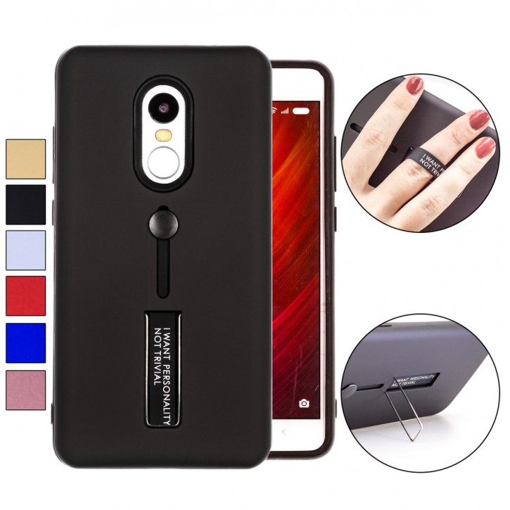 COOVY® Cover für Xiaomi Redmi Note 4 / Note 4X Bumper Case, Hülle, Doppelschicht aus Plastik + TPU-Silikon mit Halteschlaufe, Standfunktion | 