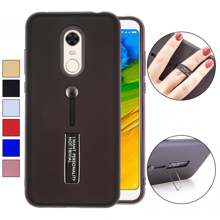 COOVY® Cover für Xiaomi Redmi 5 plus Bumper Case, Hülle, Doppelschicht aus Plastik + TPU-Silikon mit Halteschlaufe, Standfunktion | 