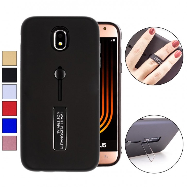 COOVY® Cover für Samsung Galaxy J5 SM-J530 / SM-J530F/DS (Model 2017) / J5 pro Bumper Case, Hülle, Doppelschicht aus Plastik + TPU-Silikon mit Halteschlaufe, Standfunktion | 