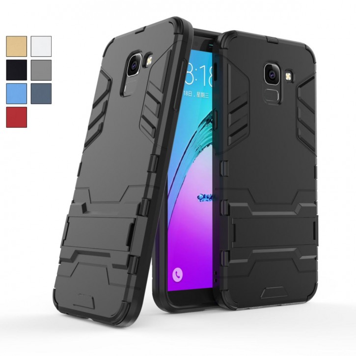 COOVY® Cover für Samsung Galaxy J6 SM-J600 / SM-J600F/DS (Model 2018) Bumper Case, Doppelschicht aus Plastik + TPU-Silikon, extra stark, Anti-Shock Hülle, Standfunktion | 