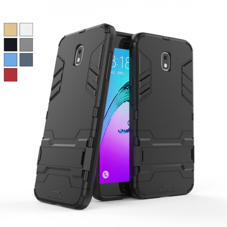 COOVY® Cover für Samsung Galaxy j7 SM-J737 (Model 2018) Bumper Case, Doppelschicht aus Plastik + TPU-Silikon, extra stark, Anti-Shock Hülle, Standfunktion | 