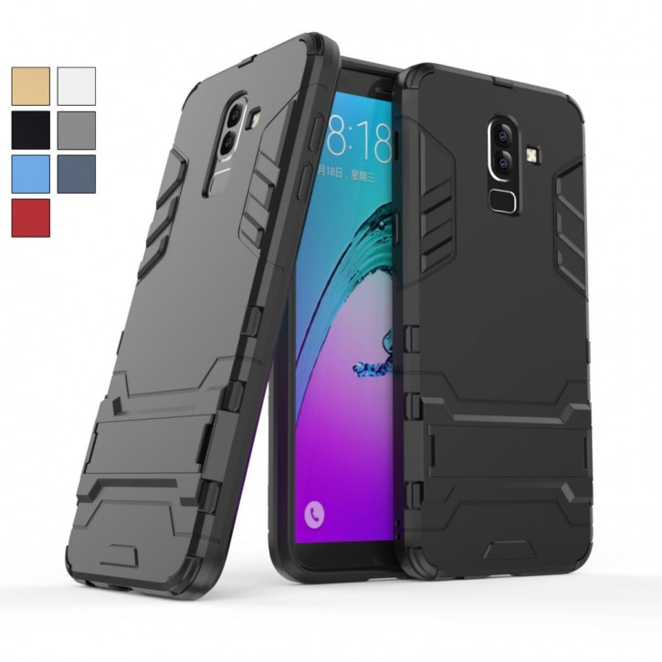 COOVY® Cover für Samsung Galaxy J8 SM-J810 / SM-J810F/DS (Model 2018) Bumper Case, Doppelschicht aus Plastik + TPU-Silikon, extra stark, Anti-Shock Hülle, Standfunktion | 