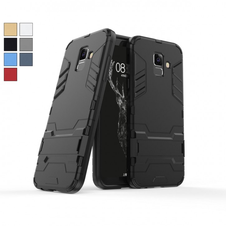 COOVY® Cover für Samsung Galaxy A6 + plus  SM-A605 / SM-A605F/DS (Model 2018) Bumper Case, Doppelschicht aus Plastik + TPU-Silikon, extra stark, Anti-Shock Hülle, Standfunktion | 