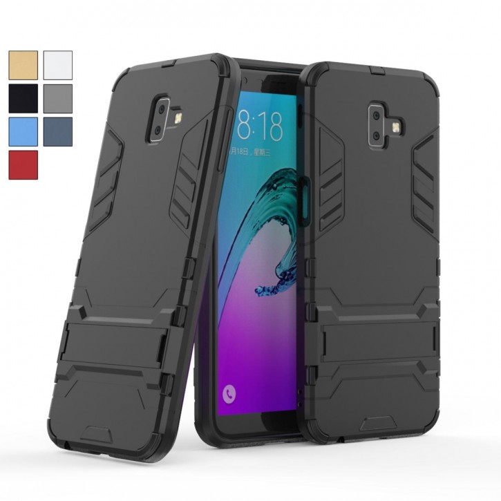 COOVY® Cover für Samsung Galaxy J6 + plus SM-J610FN / SM-J610G/DS (Model 2018) Bumper Case, Doppelschicht aus Plastik + TPU-Silikon, extra stark, Anti-Shock Hülle, Standfunktion | 