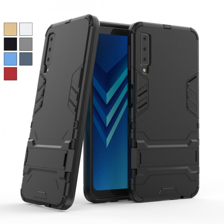 COOVY® Cover für Samsung Galaxy A7 SM-A750 / SM-A750FN/DS (Model 2018) Bumper Case, Doppelschicht aus Plastik + TPU-Silikon, extra stark, Anti-Shock Hülle, Standfunktion | 