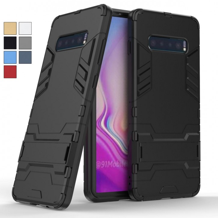COOVY® Cover für Samsung Galaxy S10 + plus SM-G975F Bumper Case, Doppelschicht aus Plastik + TPU-Silikon, extra stark, Anti-Shock Hülle, Standfunktion | 