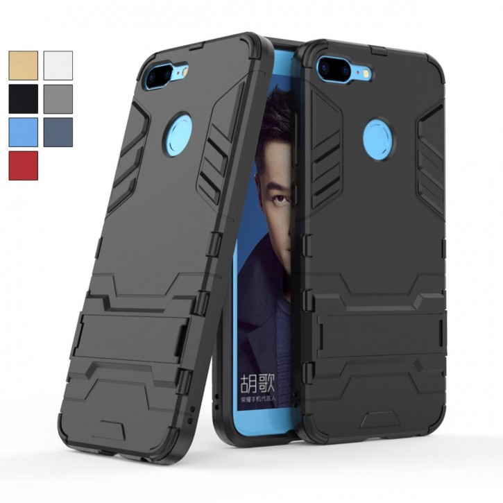 COOVY® Cover für Huawei Honor 9 Lite Bumper Case, Doppelschicht aus Plastik + TPU-Silikon, extra stark, Anti-Shock Hülle, Standfunktion | 