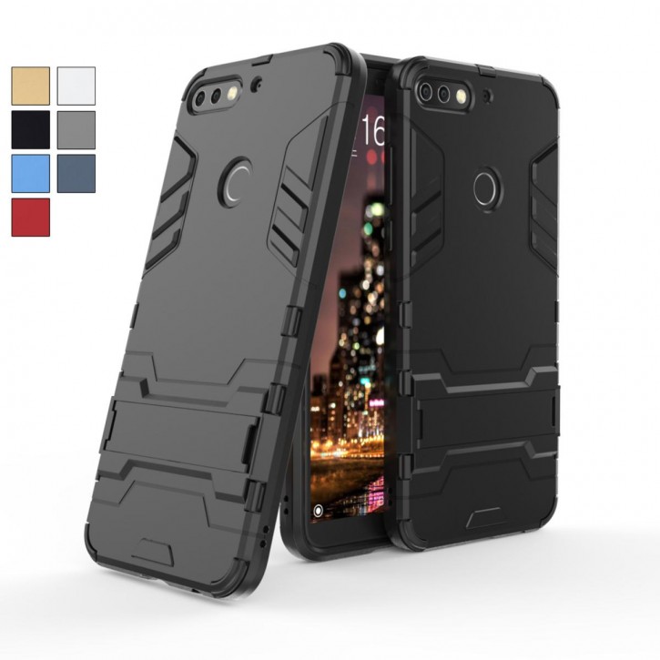 COOVY® Cover für Huawei Honor 7C Bumper Case, Doppelschicht aus Plastik + TPU-Silikon, extra stark, Anti-Shock Hülle, Standfunktion | 
