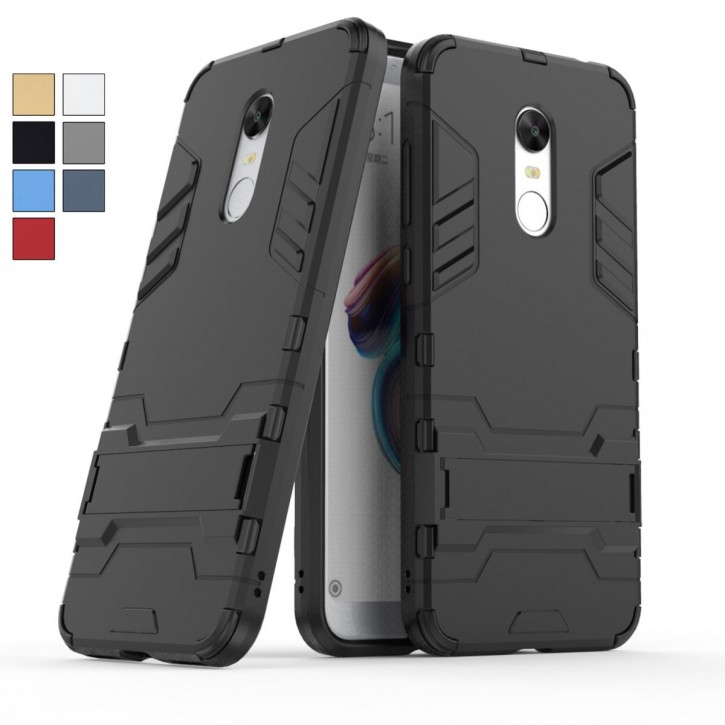 COOVY® Cover für Xiaomi Redmi 5 plus Bumper Case, Doppelschicht aus Plastik + TPU-Silikon, extra stark, Anti-Shock Hülle, Standfunktion | 
