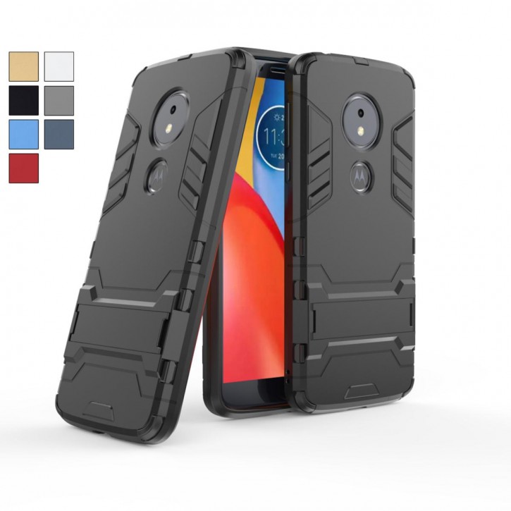 COOVY® Cover für Motorola Moto E5 / Moto G6 Play Bumper Case, Doppelschicht aus Plastik + TPU-Silikon, extra stark, Anti-Shock Hülle, Standfunktion | 