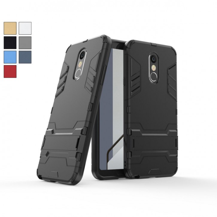 COOVY® Cover für LG Stylo 4 / Q Stylo 4 Bumper Case, Doppelschicht aus Plastik + TPU-Silikon, extra stark, Anti-Shock Hülle, Standfunktion | 