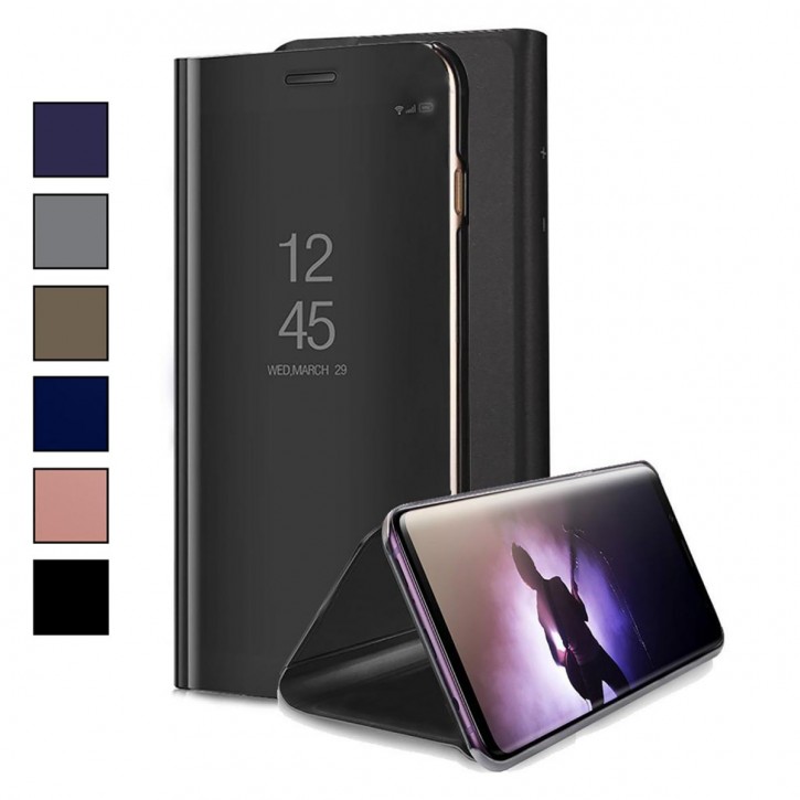 COOVY® Cover für Oneplus 6 metallic Optik, Clear View, luxuriöses, durchsichtiges Spiegel Fenster Case, Hülle, Standfunktion | 