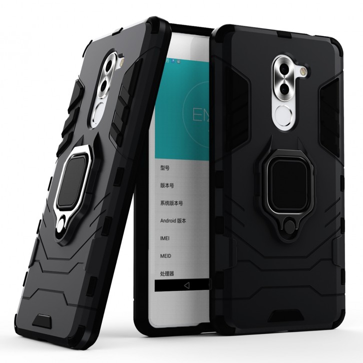 COOVY® Cover für Huawei Honor 6x / Mate 9 lite / GR5 2017 Bumper Case, Plastik + TPU-Silikon, extra stark, Anti-Shock, Stand Funktion + Magnethalter kompatibel | 