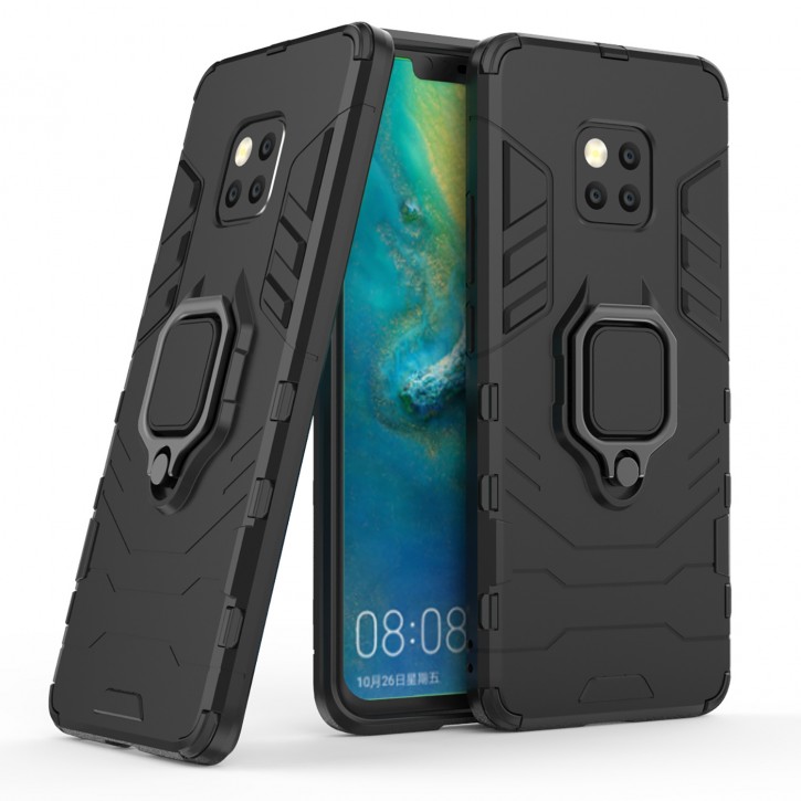 COOVY® Cover für Huawei Mate 20 pro Bumper Case, Plastik + TPU-Silikon, extra stark, Anti-Shock, Stand Funktion + Magnethalter kompatibel | 