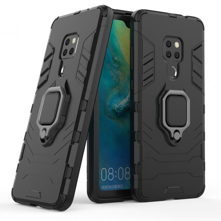 COOVY® Cover für Huawei Mate 20 Bumper Case, Plastik + TPU-Silikon, extra stark, Anti-Shock, Stand Funktion + Magnethalter kompatibel | 
