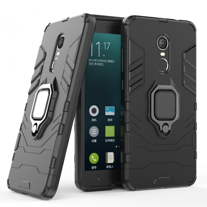 COOVY® Cover für Xiaomi Redmi Note 4 / Note 4X Bumper Case, Plastik + TPU-Silikon, extra stark, Anti-Shock, Stand Funktion + Magnethalter kompatibel | 