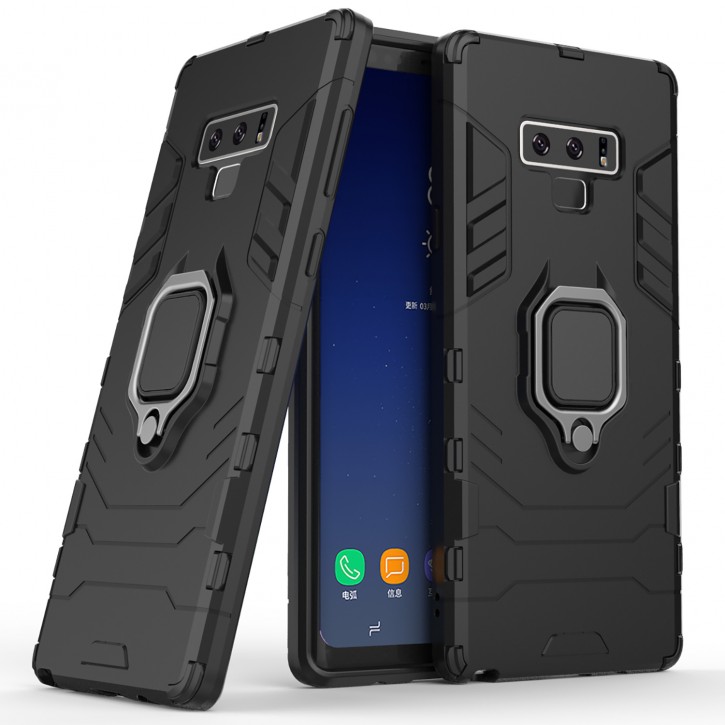 COOVY® Cover für Samsung Galaxy Note 9 SM-N960F / SM-N960F/DS Bumper Case, Plastik + TPU-Silikon, extra stark, Anti-Shock, Stand Funktion + Magnethalter kompatibel | 